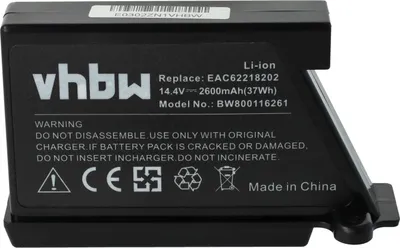 Produktbild von vhbw Akku kompatibel mit LG Hom-Bot VR62701LVM, VR6270LV, VR6270LVM, VR6270LVMB, VR62701LVMB, VR6270LVB Staubsauger Schwarz (2600 mAh, 14,4 V, Li-Ion)