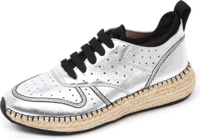 Produktbild von D0484 Trainer Frau TOD'S Schuh laufen Raffia 29A perforiert Silber/Schwarz Schuh Frau