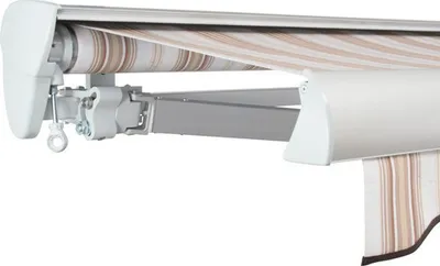 Produktbild von SOLUNA Halbkassettenmarkise Classic 6x1,5 Stoff Dessin 6171 Gestell E6EV1 silber eloxiert Antrieb links inkl. Kurbel