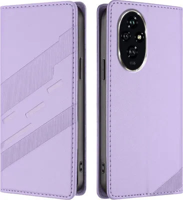 Image de Etui pour Honor 200 Pro, étui portefeuille en cuirPolyuréthaneavec fente pour cartes et fonction stand Violett