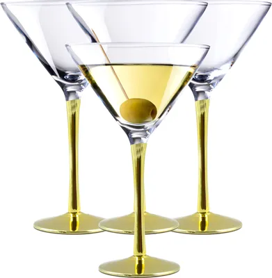 Produktbild von 4x Martini Glas Martinigläser Gläser Martinischale Cocktailglas Cocktail Sekt Champagner Dessert Schale Gold