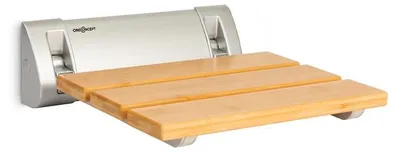 Produktbild von oneConcept Arielle Duschsitz - Klappsitz mit Bambus-Sitzfläche, Aufhängung aus Aluminiumlegierung, max. Gewicht: 160 kg, inkl. Montagematerial, Typ: Arielle, braun