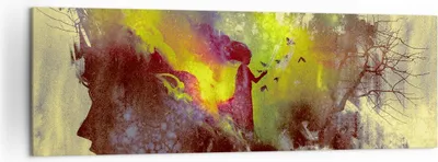 Produktbild von Bild auf Leinwand - Leinwandbild - Gesicht Grafik Abbildung Mädchen - 160x50cm - Wand Bild - Wanddeko - Leinwanddruck - Bilder - Kunstdruck - Leinwand bilder - Wandkunst - AB160x50-3195