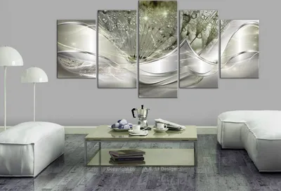 Produktbild von Akustikbild Abstrakt Blumen 200x100 cm Bilder Akustikschaum Hochleistungsschallabsorber Schallschutz Leinwand 5 tlg Wandbild Raumakustik Schalldämmung a-C-0087-b-p
