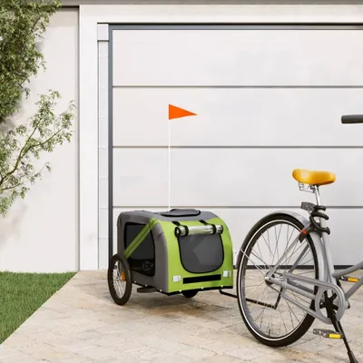Produktbild von vidaXL Príves na bicykel Psy Zelená a sivá Oxford tkanina a žehlička