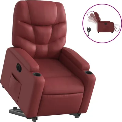 Produktbild von Relaxsessel mit Aufstehhilfe Elektrisch Weinrot Kunstleder