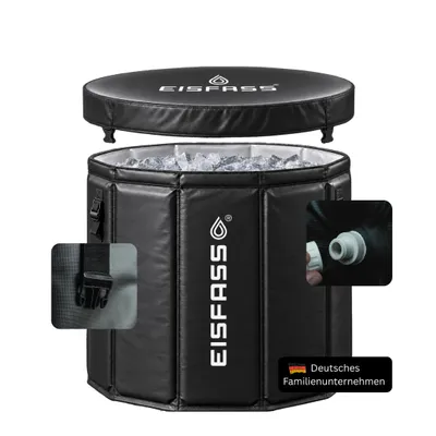 Produktbild von Eisfass® Easy neue Version Original Premium Eisbad für Zuhause XL (80cm Ø x 75cm, 250L) - Kältetherapie Eistonne für Kryotherapie, Sportler & Anfänger
