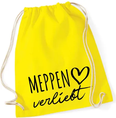 Produktbild von Huuraa Turnbeutel Meppen verliebt 12 Liter Yellow Baumwolle Rucksack Geschenkidee