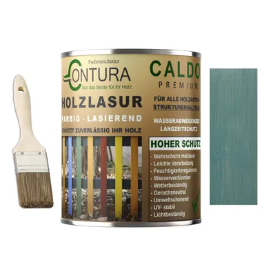 Produktbild von Contura Holzlasur Langzeitschutz Lasur + Pinsel Holz Außen Dauerschutzlasur Holzfarbe - 750ml. + Pinsel / Blaumohn - 10.41