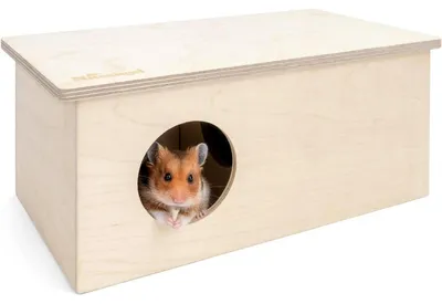 Productafbeelding van Hamsterverblijf, doolhofmodel, met 2 compartimenten, gemaakt van berkenmultiplex, groot formaat: 33x18,8x14,5 cm