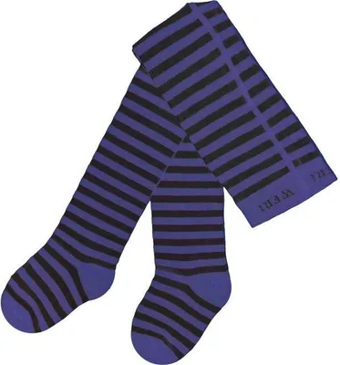 Produktbild von Kinderstrumpfhosen aus Baumwolle Halloween Ringel Lila und Anthrazit Größe 68