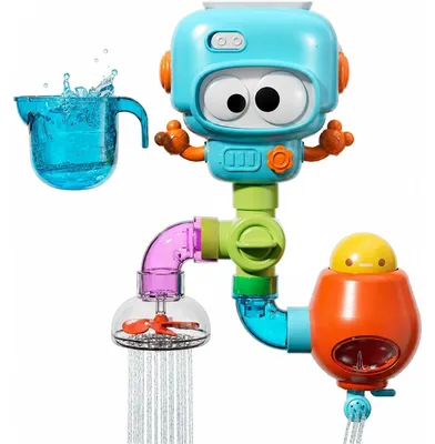 Produktbild von Badspielzeug Wasserbahn Wasserspielzeug - 21-teilig - Mit Saugnäpfen - Montessori ab 3 Jahren