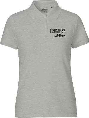 Produktbild von Huuraa Damen Polo Shirt Freund mit Herz M Sport Grey Bio Baumwolle Fairtrade Poloshirt Geschenkidee