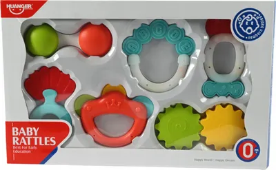 Produktbild von Baby Rasseln Set 6 Stück Greifling Beißring Sensorisches Spielzeug Motorikspielzeug Bunt Groß