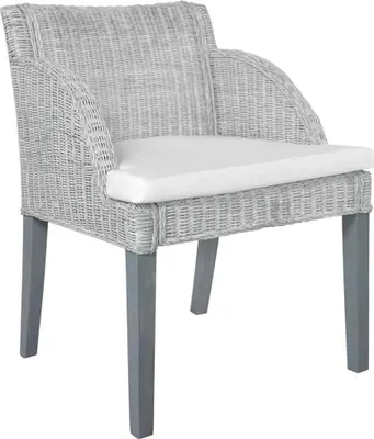 Produktbild von vidaXL Esszimmerstühle mit Kissen 2 Stk. Grau Natur Rattan