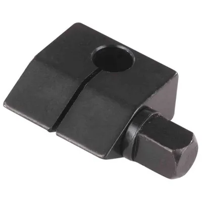 A black metal tool part on a white background.