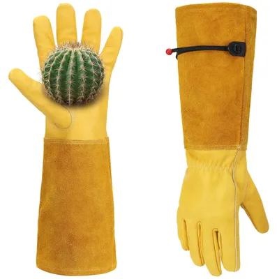 Image de Solidchoice - Gants de jardinage en cuir robustes, avec poignets réglables pour une protection optimale