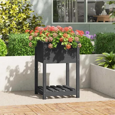 Produktbild von "SALE 2026"Pflanztopf/Blumenkübel Moderne - Pflanzkübel - Blumentopf mit Ablage Grau 54x54x81cm Massivholz Kiefer Promotion307917 - Beete