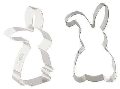 Produktbild von Dr. Oetker 2-TLG Ausstecher Set Hase Schlappohr, Keks- und Plätzchenform aus der Serie Goldiges Ostern (Farbe: Silber)