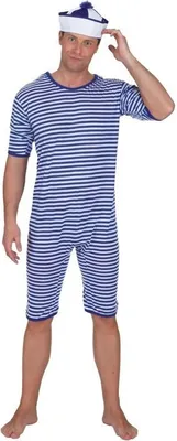 Produktbild von O818-XXL blau-weiß gestreift  Herren Bade Anzug Ringel Kostüm Gr.XXL