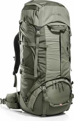 A studio shot of a large hiking backpack.