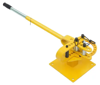 Produktbild von Rohrbieger - Manuell-hydraulische Rohr- und Rohrbiegemaschine - Biegewinkel 0–200° - 7 Biegeschuhe 2,5–7,6 cm - Kapazität 8×32/6×50 mm - Länge 81–102 cm - Gelb/Rot