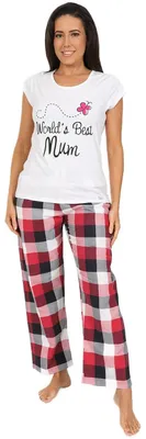 Imagen del producto de Pijama para mujer "World's Best Mum" de ThePyjamaFactory, disponible en tallas 36 a 50
