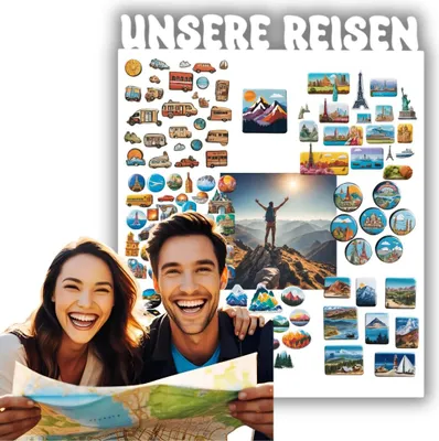 Produktbild von Anwicar Magnettafel Unsere Reisen - Vertikal 100x80 cm - Weiß