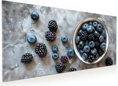 Produktbild von Küchenrückwand Spritzschutz Glas mit Motiv Heidelbeeren Brombeeren 40 x 40 cm