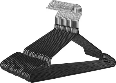 Produktbild von Famanu Kleiderbügel 20 Stück Metall dünn und rutschfest Ø 4 mm platzsparend 360° drehbarer Haken schwarz