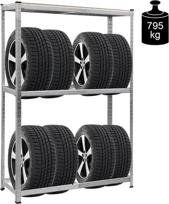 Zdjęcie produktu dla Metalowy regał warsztatowy z 3 półkami, 180 x 120 x 40 cm, z regulacją wysokości, ocynkowany, do dużych obciążeń do 795 kg.