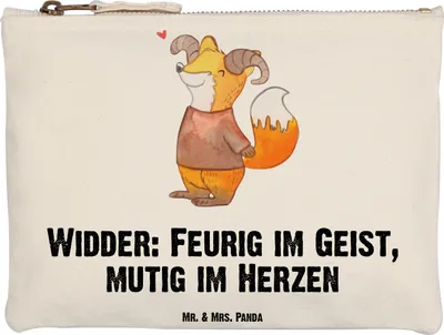Produktbild von Mr. & Mrs. Panda Etui Widder Astologie Grösse XL Große - Weiß - Geschenk, kosmetiktäschchen, Kulturbeutel, Astrologie, Federtasche, Sternzeichen, Tierkreiszeichen