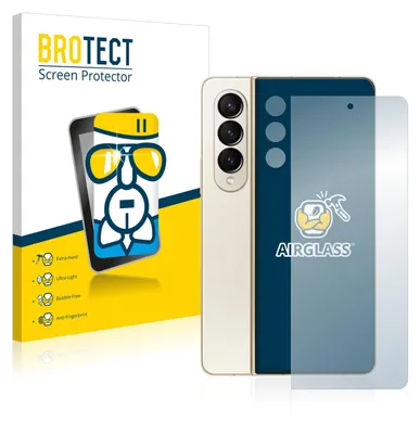 A product image showing the packaging for a screen protector and the screen protector itself next to a folded smartphone.
