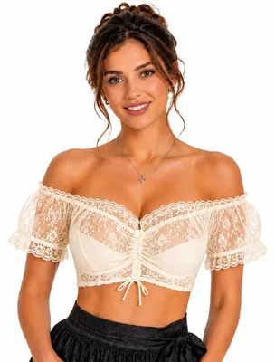Produktbild von Carmen Dirndlbluse "Mila" mit Spitze | Champagner Größe: 34