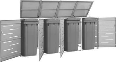Zdjęcie produktu dla VidaXL Wiata do przechowywania pojemników poczwórna 276,5x77,5x112,5 cm stal nierdzewna