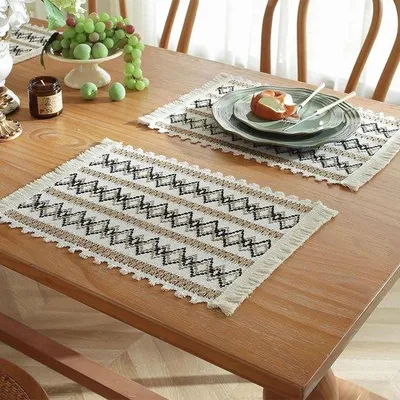 Obrázok produktu pre Kuchynské dosky – Ochrana stola – Podložka na stôl – Prateľné bavlnené utierky – 45 x 30 cm – Biela, čierna, hnedá
