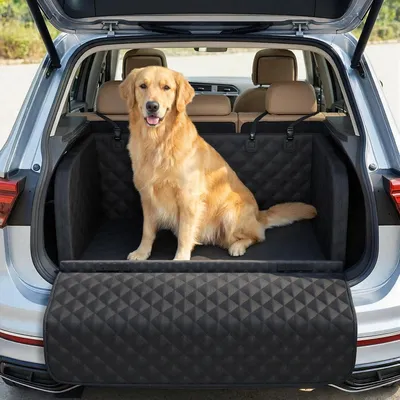 Produktbild von Kofferraumschutz Hund gesteppt mit Seiten und Ladekantenschutz - SUV Universal Hundedecke wasserdicht & Kratzfest