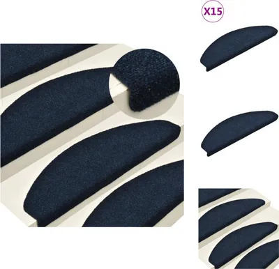 Obrázok produktu pre vidaXL Samolepiace rohože na schody 15 ks. Navy 65x21x4cm Netkaná textília dierovaná ihlou - rohože na schody