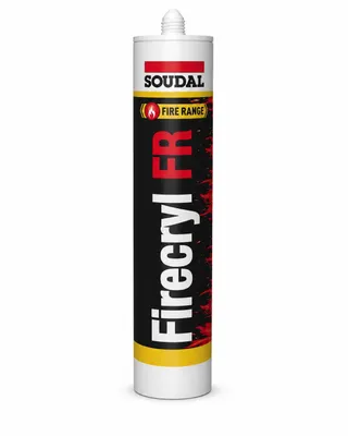 Obrázek produktu pro Soudal Firecryl FR: Akrylová tmel pro utěsnění spár, průchodů, betonu, omítky a zdiva – s ohnivzdornými vlastnostmi – barva: bílá – objem: 310 ml