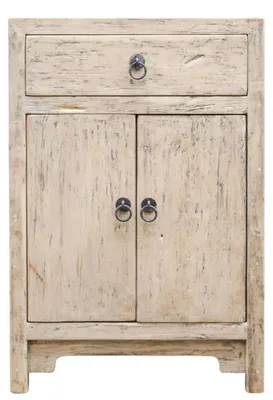 Image de Commode Casa Padrino de style rustique, en bois de pin, couleur naturelle, dimensions : 50 x 40 x hauteur 75 cm
