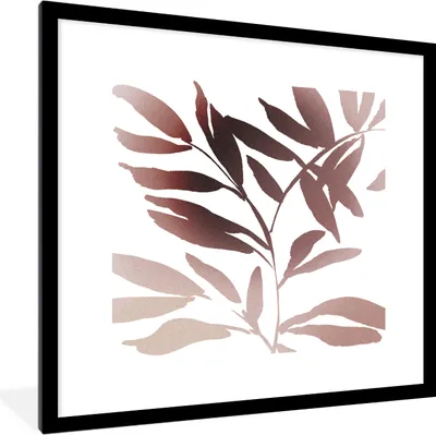 Produktbild von MuchoWow® Gerahmtes Poster Blättern - Design - Abstrakt 40x40 cm - Poster mit Schwarzem Bilderrahmen Wandposter Rahmen Foto Bilder - Poster - Plakat im Rahmen