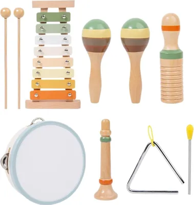 Produktbild von MODFU Percussion Instrumente 6-teilig, Orff Schlaginstrumente aus Holz, Orff Instrumente für Kinder,Orff Früherziehung Musikinstrumente,Musikspielzeug