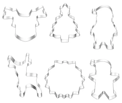 Produktbild von 6-teiliges Backwerkzeug-Set - Mit Rentier- und Elfenmotiven - Ausstechformen für Gebäck und Desserts