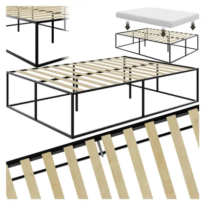 Produktbild von Bett 140x200 cm, Metallbett mit Lattenrost, Bettrahmen mit Stauraum, großes Bettgestell ohne Kopfteil, geeignet als Ehebett, Einzelbett, Jugendbett oder Gästebett - 140 x 200 x 46,5 cm