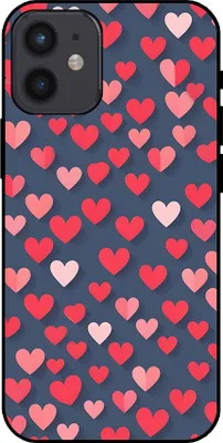 Produktbild von Smartphonica Telefon Fall fit für iPhone 12 Mini mit rosa und roten Herzen Impressum - TPU Backcover Fall mit rosa und roten Herz-Design