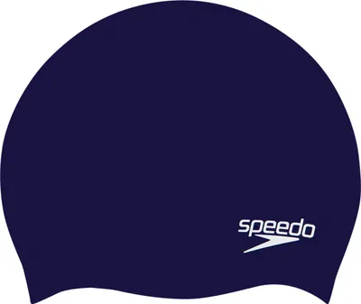 Produktbild von Speedo Unisex Kinder Einfarbige geformte Silikon-Badekappe | Trockene Haare | Kinder Trainingshilfen, Marineblau, Einheitsgröße