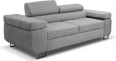 Produktbild von Sofa Marlene mit Schlaffunktion und mit verstellbaren Kopfstützen 202 cm Lieferung bis in die Wohnung Wohnzimmer (Farbe: hellgrau Vena 17)