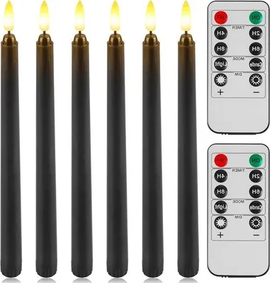 Produktbild von Elektrische Kerzen mit flackernder Flamme - Set von 6 - 28 cm - Fernbedienung - Timerfunktion - Batteriebetrieb - Flickernde Flamme - Kerzen für Halloween und Weihnachten
