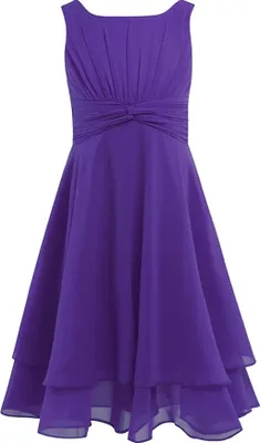 Produktbild von Mädchen Sommer Kleid Gr. 164 Cm Chiffon Ärmellos Partykleid Knielang Hochzeit Blumenmädchen Brautjungfernkleid