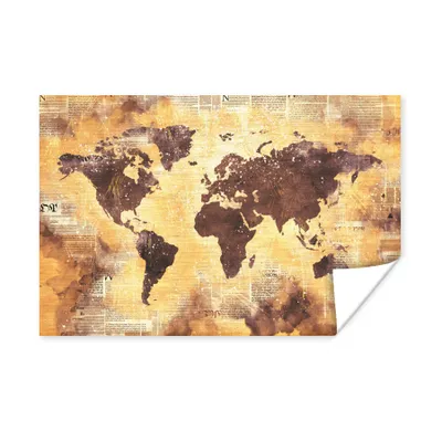 Obrázok produktu pre MuchoWow® Plagát - Mapa sveta - Trblietky - zlaté - 30x20